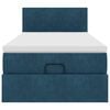 vidaXL Ottomani voodiraam madratsiga, tumesinine, 90x190cm, samet