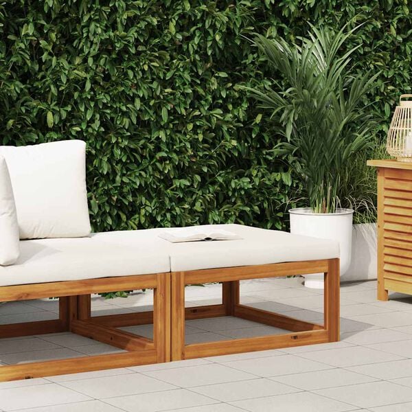 vidaXL jalatugi kreemjasvalge padjaga, akaatsiapuit