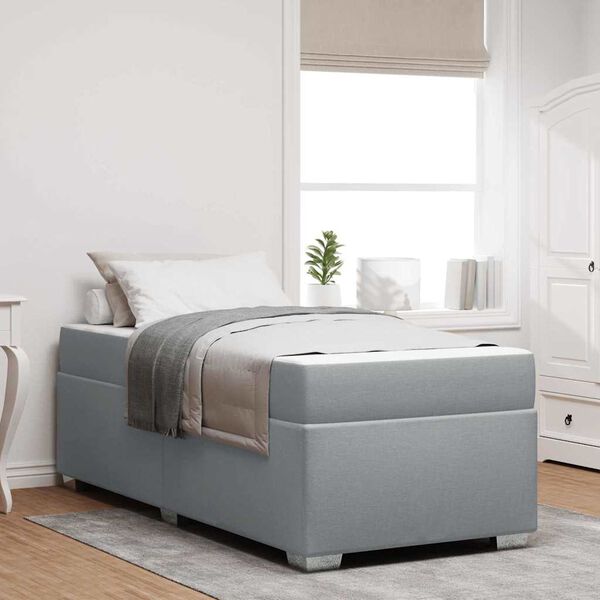 vidaXL Voodi raam madratsiga Helehall 90 x 200 cm kangas