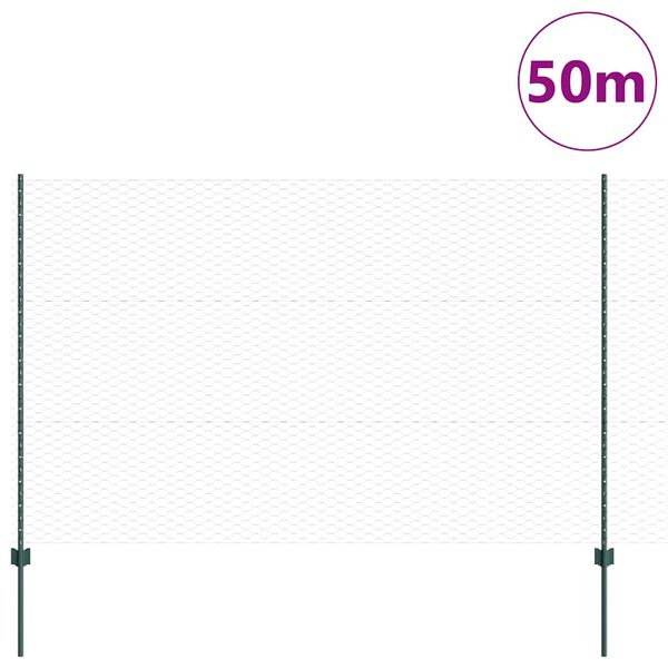 vidaXL Aed koos postiga Roheline 1,5 x 50 m Terased ja PVC