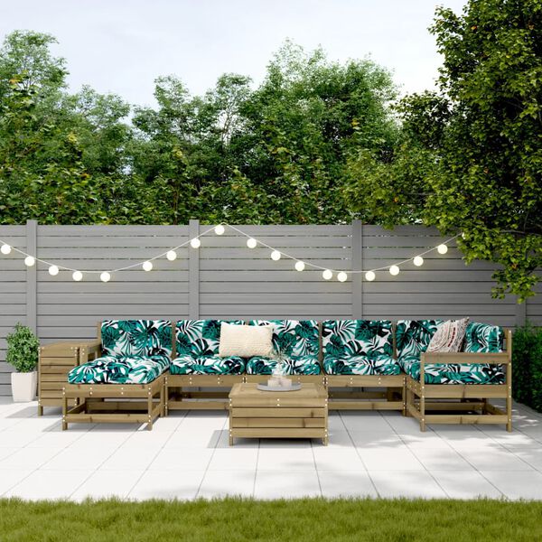 vidaXL 9-osaline aiadiivani komplekt, immutatud m&auml;nnipuit