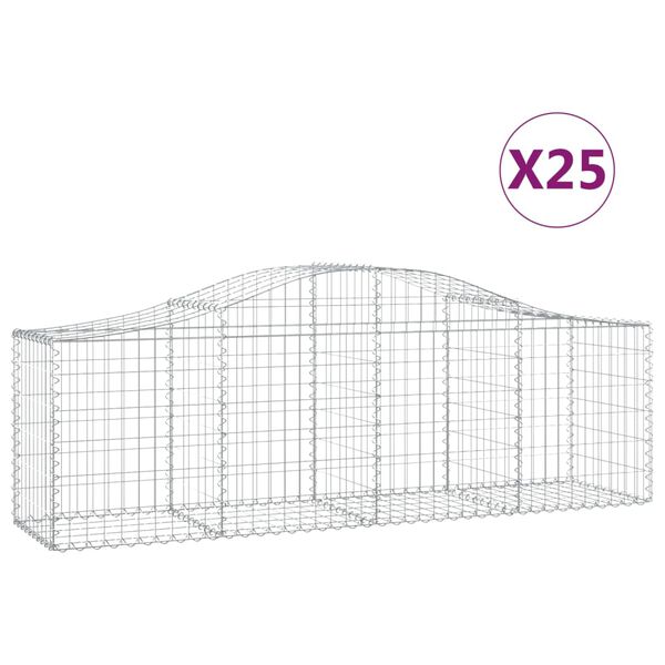 vidaXL kaarekujulised gabioonkorvid 25 tk, 200x50x60/80 cm, raud