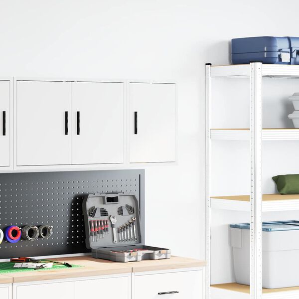 vidaXL Garaaži seinakapp Valge ehituspuidust