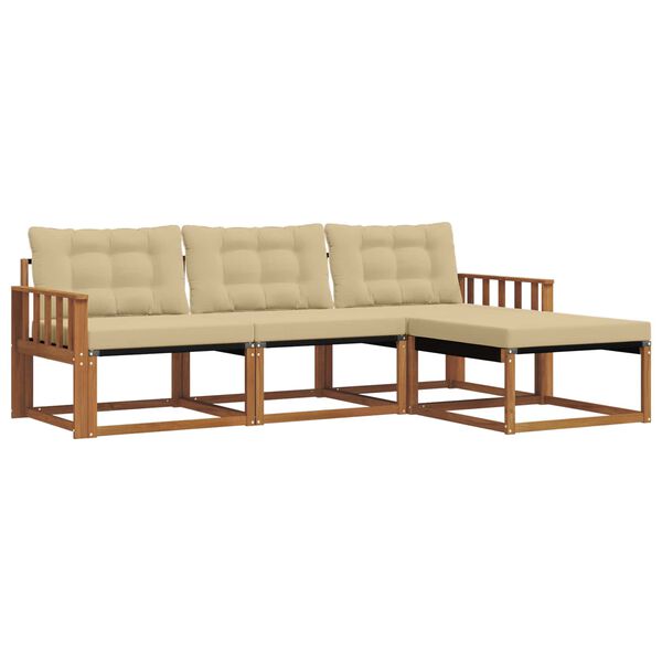 vidaXL V&auml;li diivanikomplekt padjaga 4 pcs Looduslik ja beež