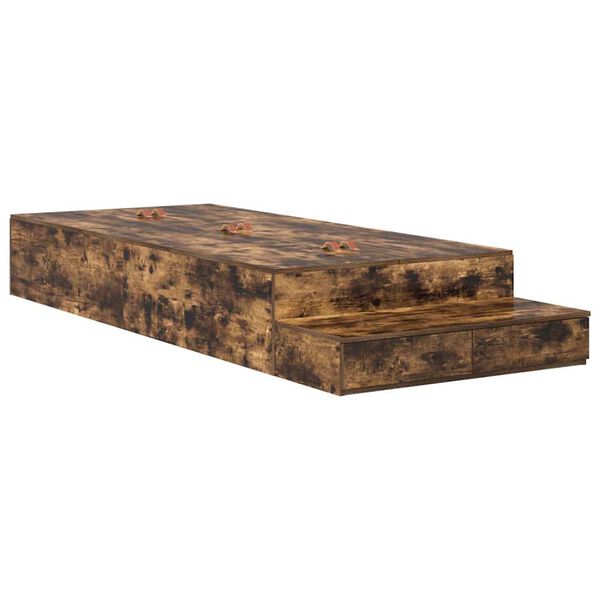 vidaXL Voodi hoiukohaga raam sahtliga Suitsetatud tamm 90 cm Tehispuit