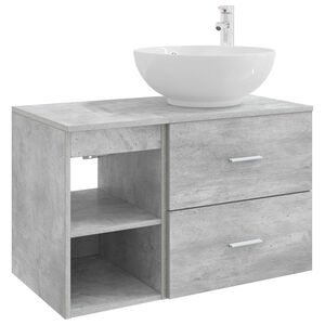 vidaXL Vannitoa m&ouml;&ouml;bleset 2 pcs Betoonhall Tehispuit