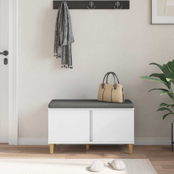 vidaXL Hallipink padjaga ladustamisega uksega Valge 80 x 38 x 46 cm