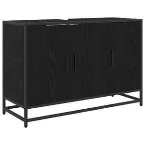 vidaXL Vannitoa kapp ladustamisega Must tamm 90 x 33 x 60 cm Tehispuit