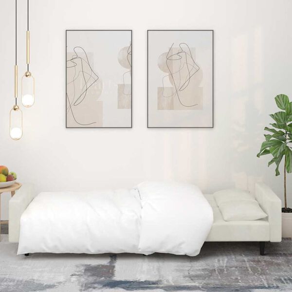 vidaXL 2-kohaline diivanvoodi patjadega, kreemjas, samet