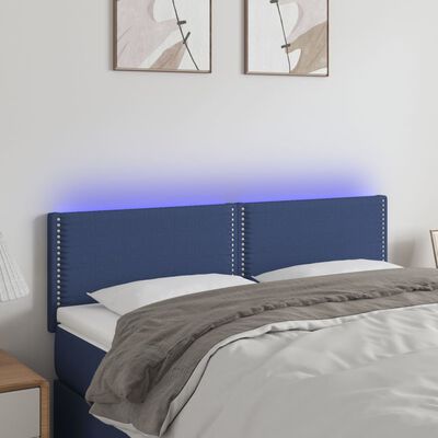 vidaXL LED-voodipeats, sinine, 144x5x78/88 cm, kangas