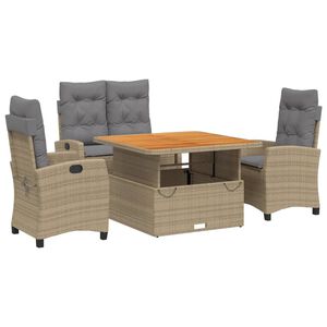 vidaXL 4-osaline aiam&ouml;&ouml;bli komplekt patjadega, beež, pol&uuml;rotang