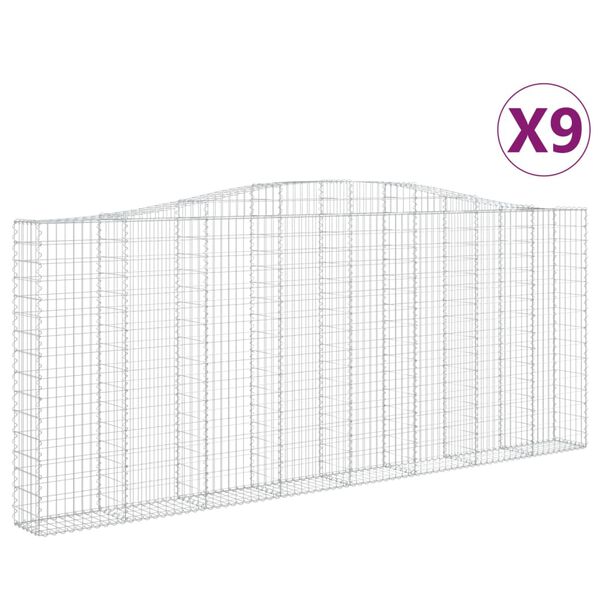 vidaXL kaarekujulised gabioonkorvid 9 tk, 400x30x160/180 cm, raud