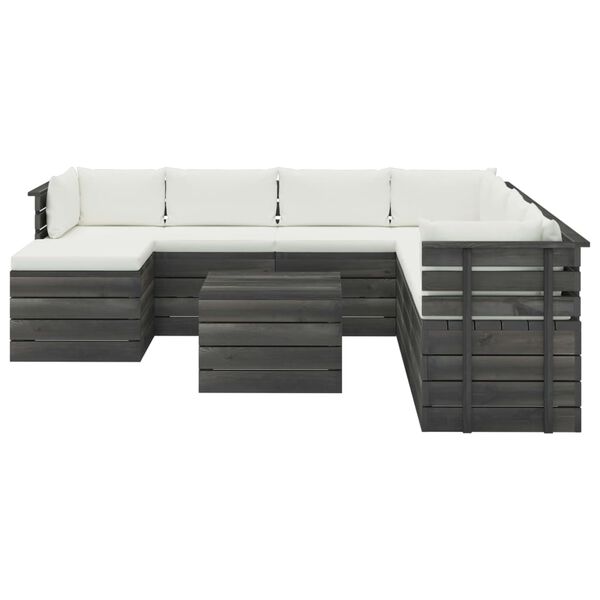 vidaXL 9-osaline kaubaalustest aiam&ouml;&ouml;blikomplekt patjadega m&auml;nnipuit