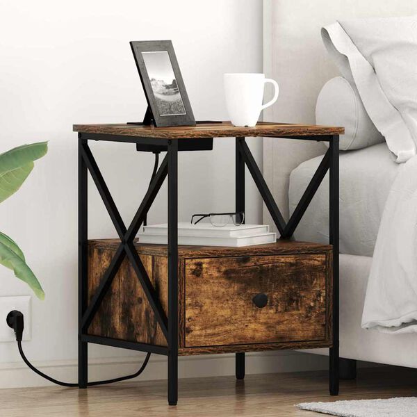 vidaXL &Ouml;&ouml;lambi kapp Suitsetatud tamm 41,5 x 40,5 x 55 cm Tehispuit