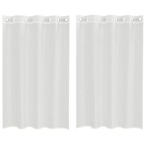 vidaXL Voile kardinad koos r&otilde;ngastihenditega 2 tk Valge