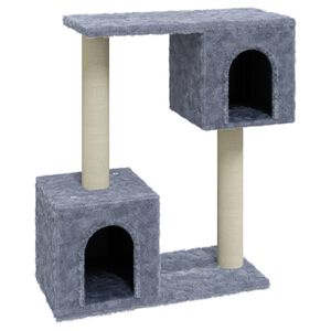 vidaXL kassimaja sisalk&ouml;itega kraapimispuudega, helehall, 60 cm