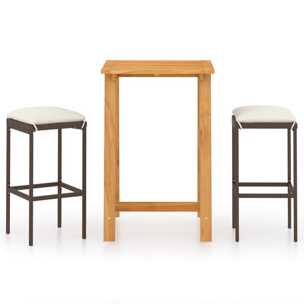 vidaXL 3-osaline aia baarikomplekt patjadega, pruun