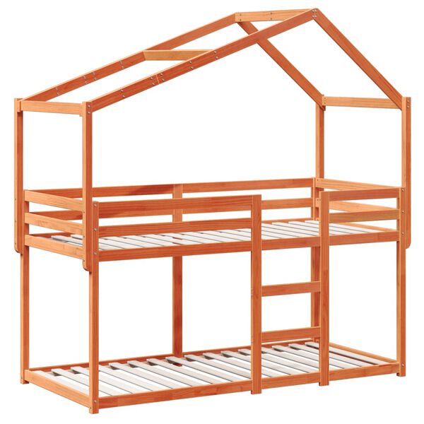 vidaXL katusega narivoodi, vahapruun, 90 x 190 cm, männipuit