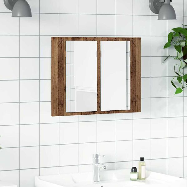 vidaXL LED peegelkapp Vana puit 60x12x45 cm Engineered Wood
