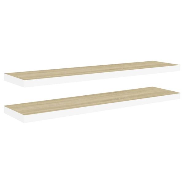 vidaXL seinariiulid, 2 tk, tamm ja valge, 90 x 23,5 x 3,8 cm MDF