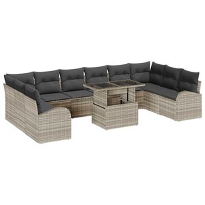 vidaXL Aia Diivanikomplekt ladustamisega 11 pcs Helehall Pol&uuml;rooster
