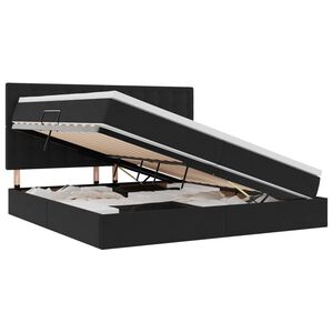 vidaXL LED-valgusega hoiuvoodi madratsiga Must 200 x 200 cm Samet