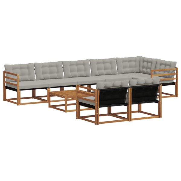 vidaXL V&auml;li diivanikomplekt padjaga 9 pcs Looduslik ja Hele Hall