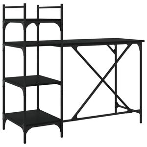 vidaXL riiulitega arvutilaud, must, 120 x 47 x 109 cm