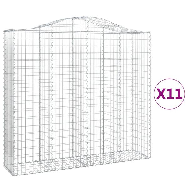 vidaXL kaarekujulised gabioonkorvid 11 tk, 200x50x180/200 cm, raud
