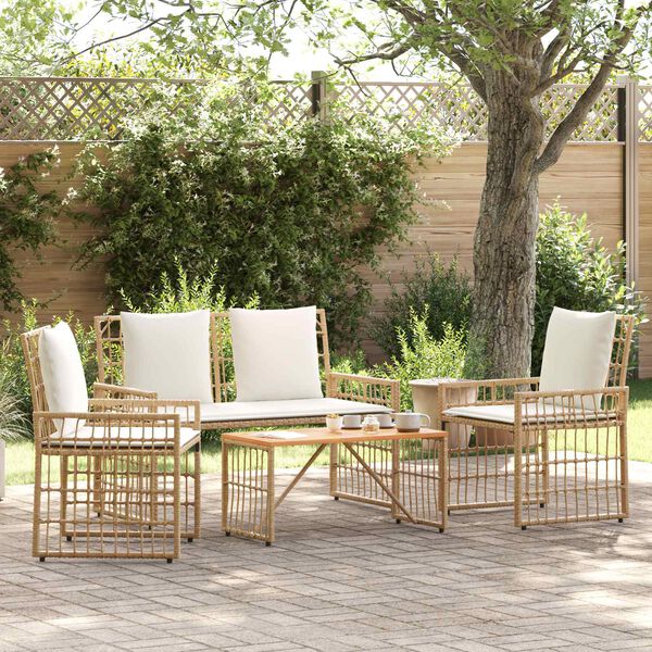 vidaXL V&auml;lis m&ouml;&ouml;bli komplekt 4 pcs Looduslik ja Kreemi Valge