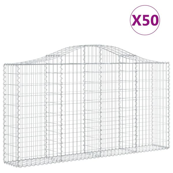 vidaXL kaarekujulised gabioonkorvid 50 tk, 200x30x100/120 cm, raud