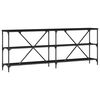 vidaXL Konsoollaud riiuliga Must tamm 200 x 30 x 75 cm Tehispuit