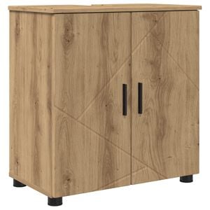 vidaXL Vannitoa kapp K&auml;sit&ouml;&ouml;puu 61 x 35 x 64 cm Tehispuit & Metall