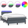 vidaXL kontinentaalvoodi madrats ja LED, tumehall, 120x210 cm, samet