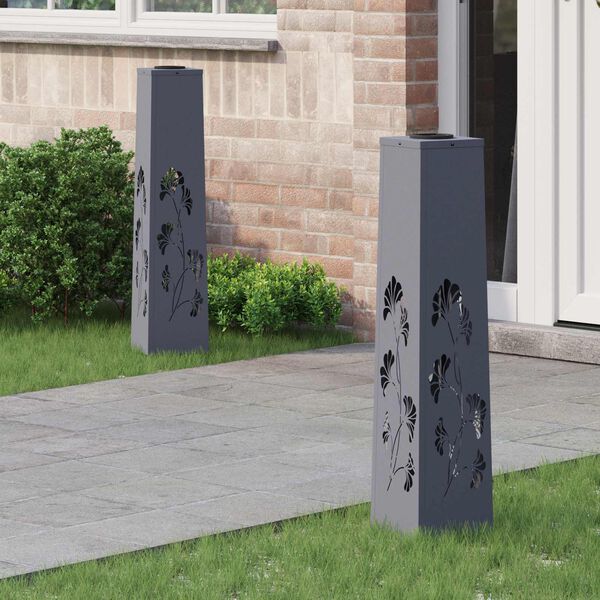 vidaXL P&auml;ikese LED k&auml;igutee tuli 2 pcs Antratsiit K&uuml;lmvaltsitud teras