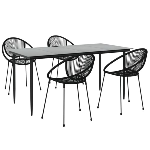 vidaXL 5-osaline aiamööbli komplekt, must, PVC-rotang