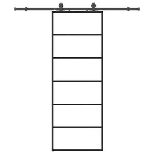 vidaXL liuguks tarvikutega, must, 76 x 205 cm, ESG-klaas