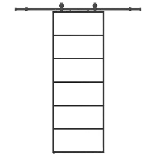 vidaXL liuguks tarvikutega, must, 76 x 205 cm, ESG-klaas