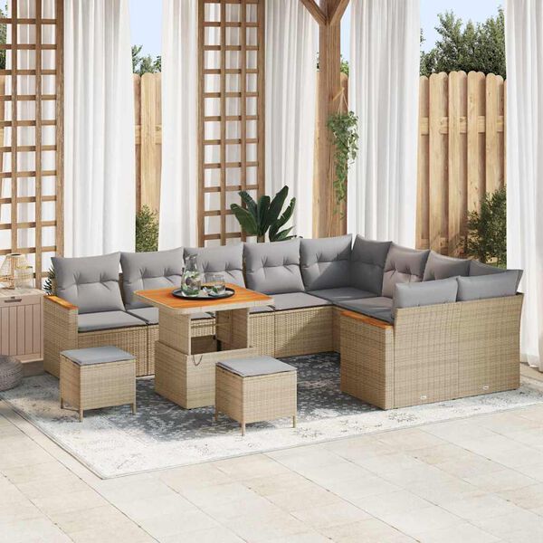 vidaXL Aia Diivanikomplekt padjaga padjaga 12 pcs Beež Pol&uuml; Rattan
