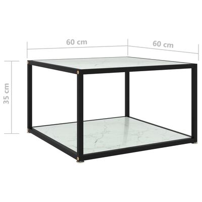 vidaXL kohvilaud, valge, 60 x 60 x 35 cm, karastatud klaas