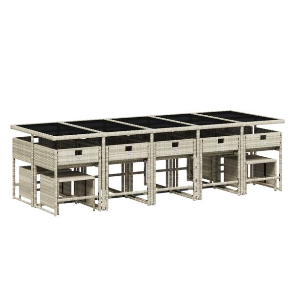 vidaXL 15-osaline aia s&ouml;&ouml;gim&ouml;&ouml;bli komplekt patjadega, hall, pol&uuml;rotang