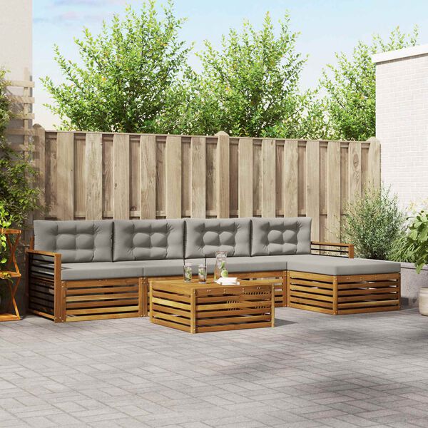 vidaXL V&auml;li diivanikomplekt padjaga 6 pcs Looduslik ja Hele Hall