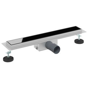 vidaXL Du&scaron;i &auml;ravool klaaskattega Must 50 cm Roostevaba teras 304