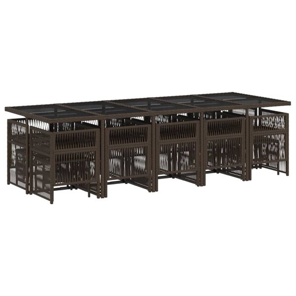 vidaXL 15-osaline aia s&ouml;&ouml;gim&ouml;&ouml;bli komplekt patjadega pruun, pol&uuml;rotang