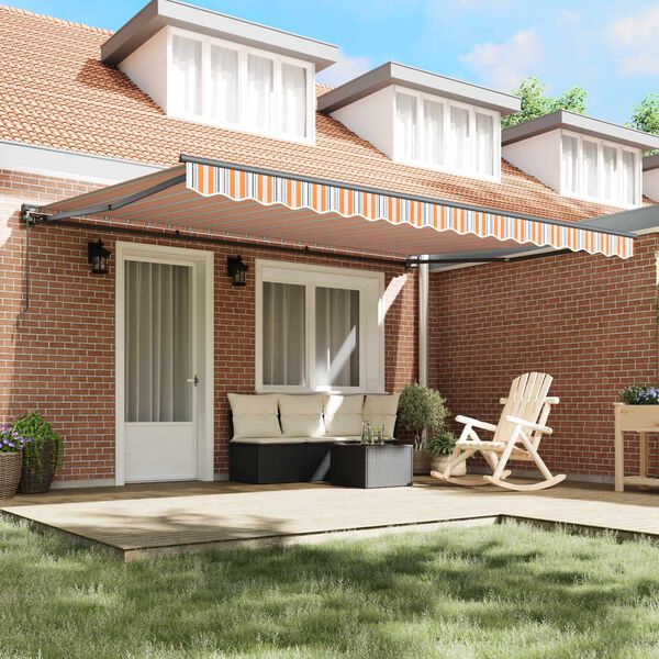 vidaXL K&auml;igukohandatav varikatus Sinine ja Oranž 450 &times; 300 cm