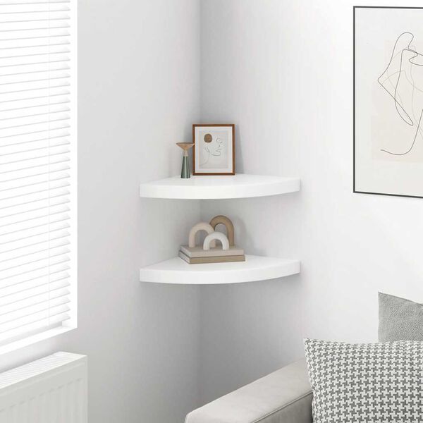 vidaXL nurgariiulid, 2 tk, k&otilde;rgl&auml;ikega, valge, 35 x 35 x 3,8 cm MDF