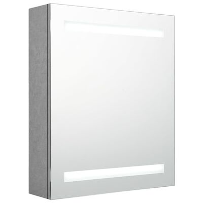 vidaXL LED vannitoa peegelkapp, betoonhall, 50 x 14 x 60 cm