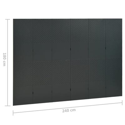 vidaXL 6 paneeliga ruumijagaja 2 tk, antratsiit, 240 x 180 cm, teras
