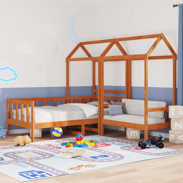 vidaXL P&auml;eva Voodi Komplekt Vahapunane 90 x 200 cm Tahke m&auml;nd