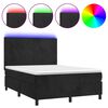 vidaXL kontinentaalvoodi madrats ja LED, must, 140x190 cm, samet